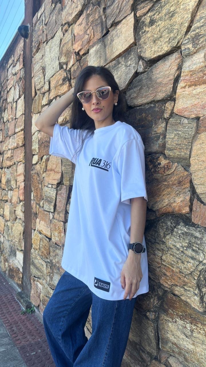 Camiseta Oversized Feminina Rua316 Branco